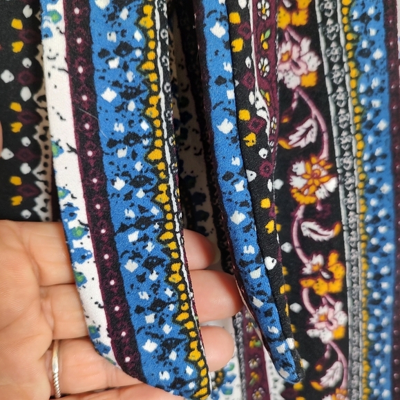 ShoSho Boho Striped Paisley Floral Women's Bell Bottom Stretch Pants - Picture 6 of 9